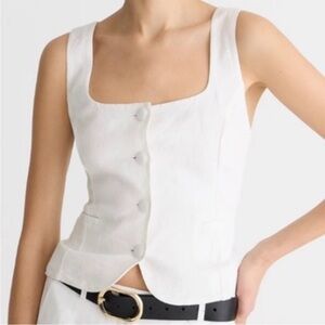 J. Crew White Linen Vest